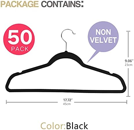 Moerkada Голема облека закачалки 50 пакети кои не се калинг тенки пластични закачалки за облека-закачан за закачалки за плакари